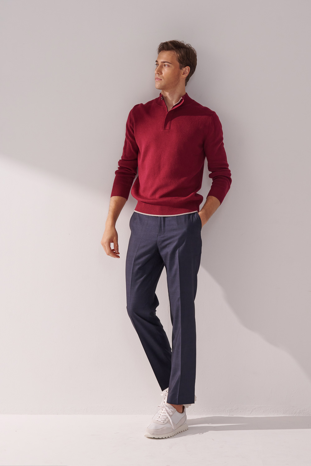 SST&C Navy Check Pattern Slim Fit Suit Trousers | 00022410009_2