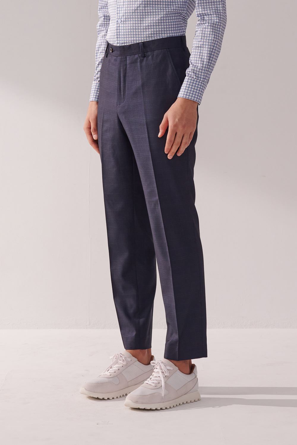 SST&C Navy Check Pattern Slim Fit Suit Trousers | 00022410009_4