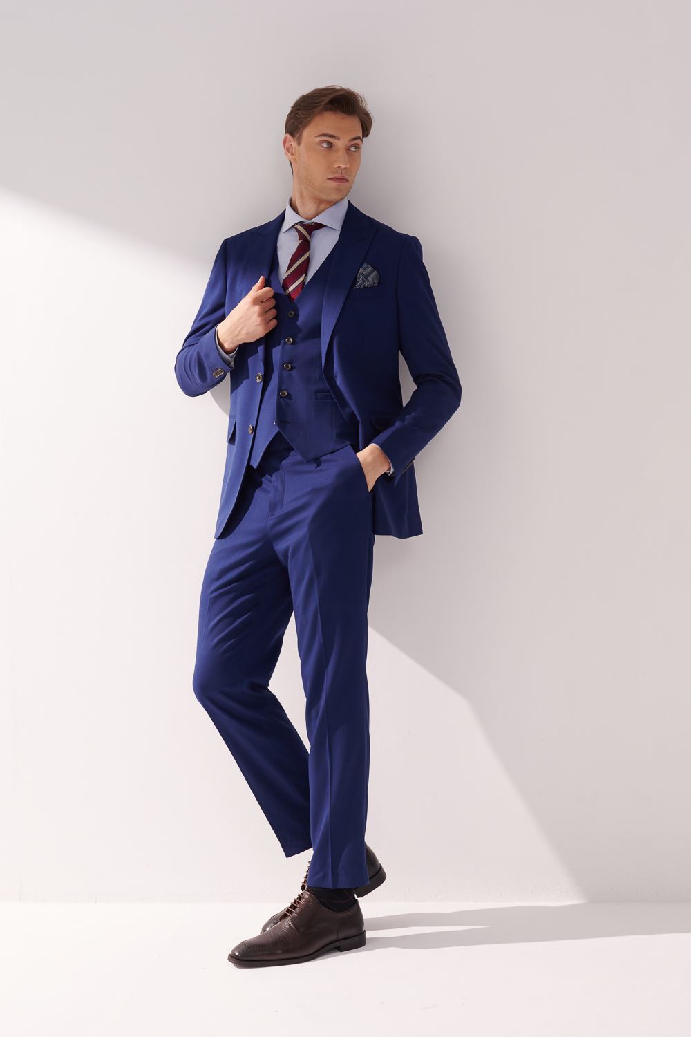 SST&C Navy Textured Slim Fit Suit Vest | 00032410005_3