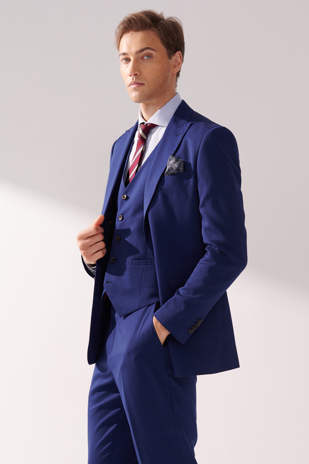 SST&C Navy Textured Slim Fit Suit Vest | 00032410005_4