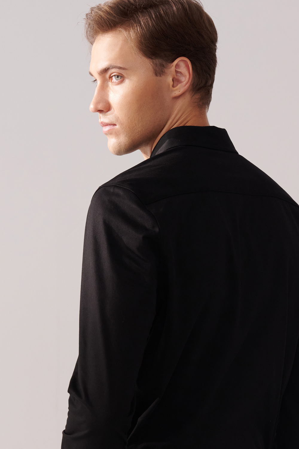 SST&C Classic Black Stretch Knit Shirt | 00082410002_1