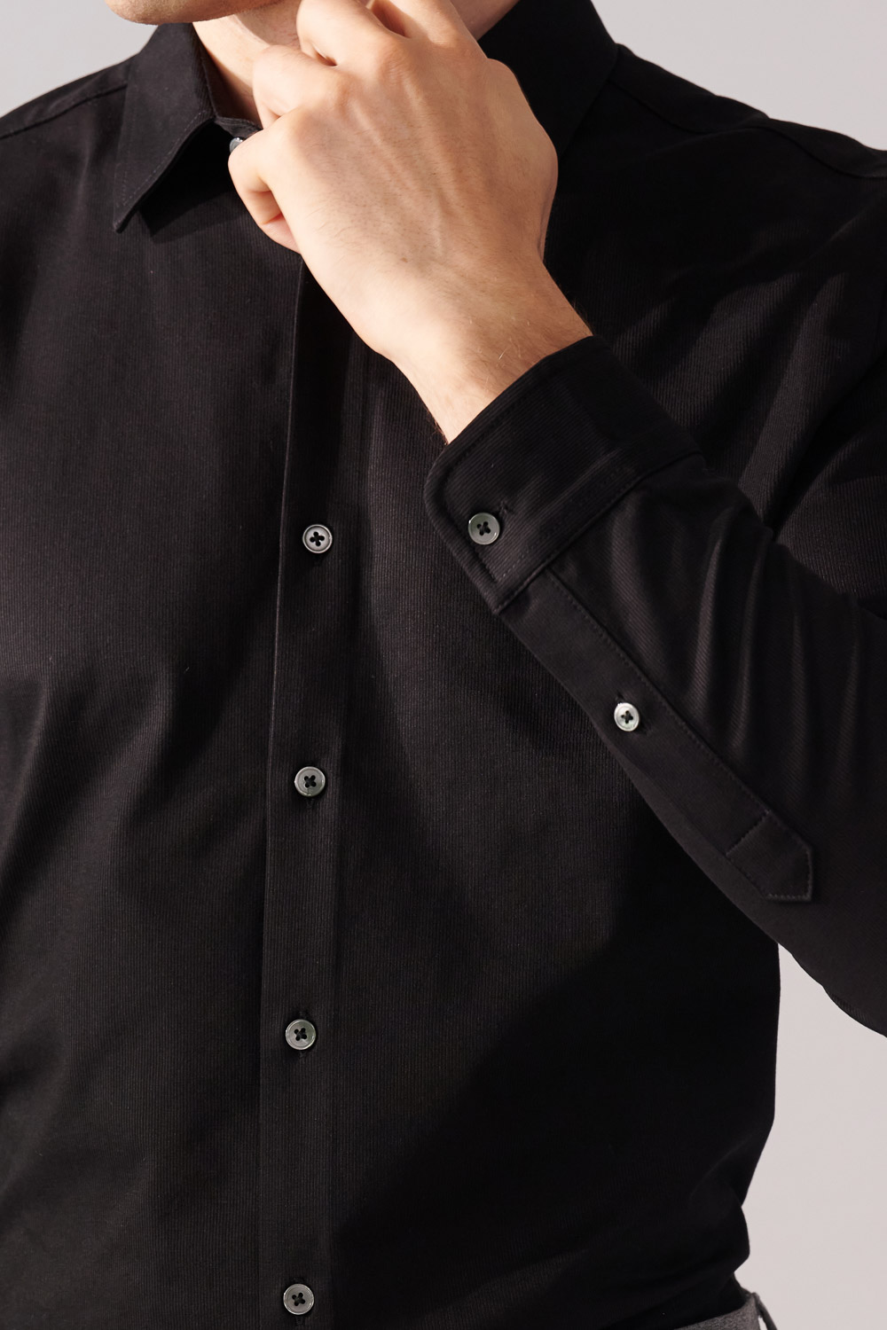 SST&C Classic Black Stretch Knit Shirt | 00082410002_6
