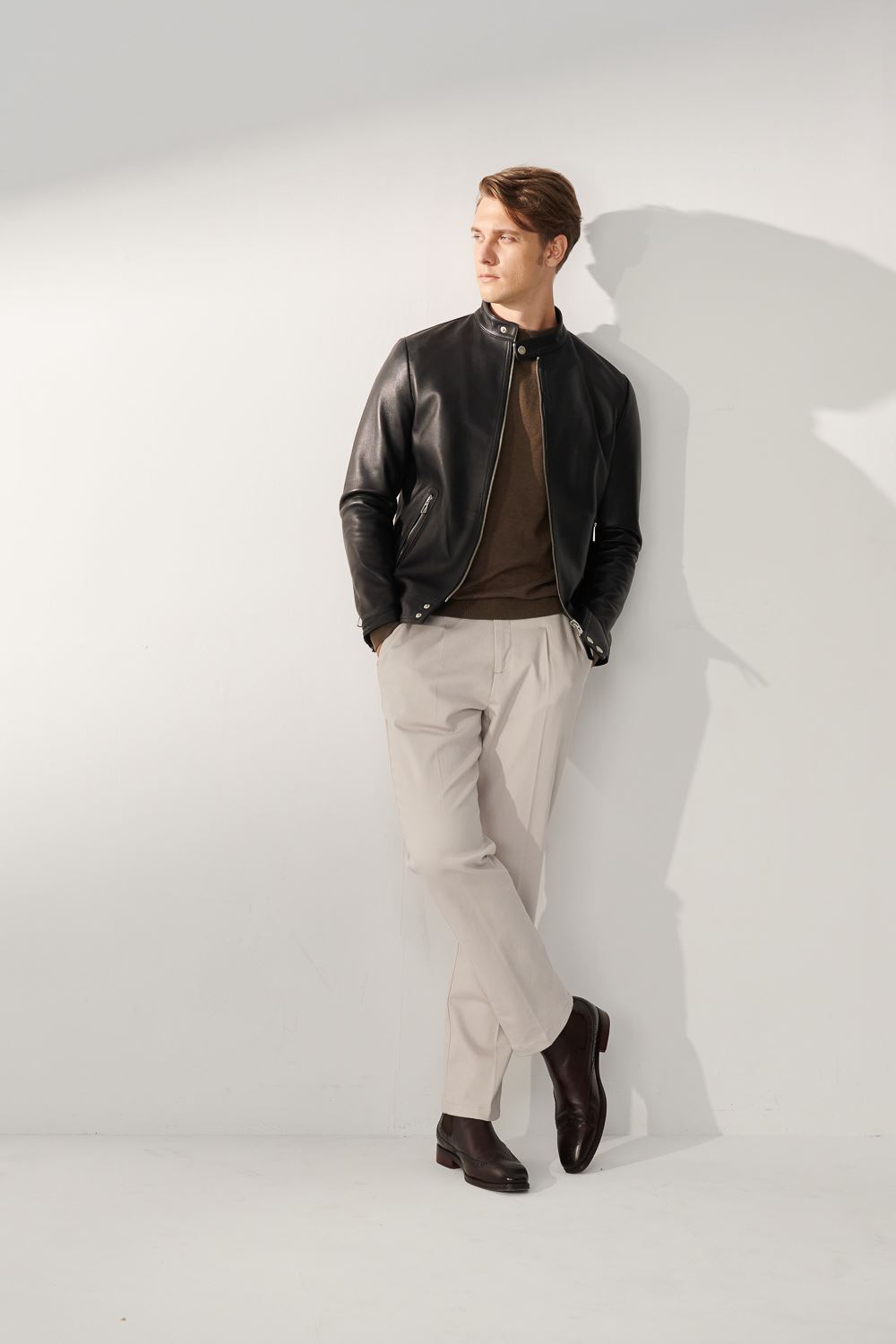 SST&C Stand Collar Sheepskin Leather Jacket | 00152410002_2