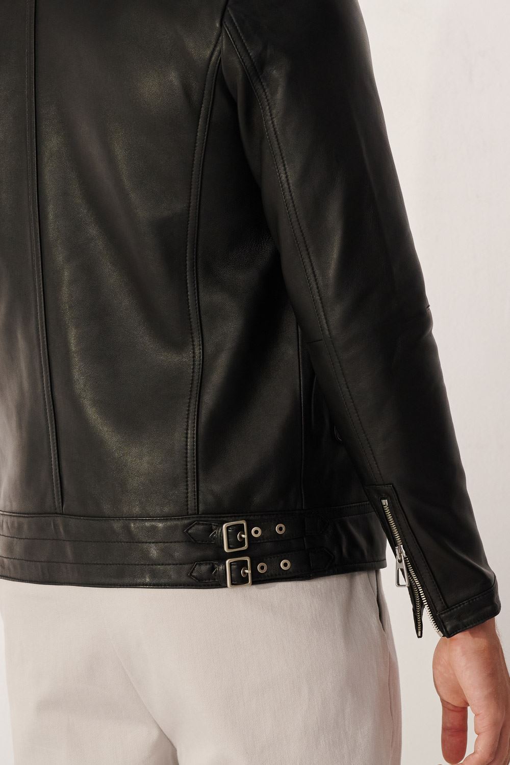 SST&C Stand Collar Sheepskin Leather Jacket | 00152410002_6