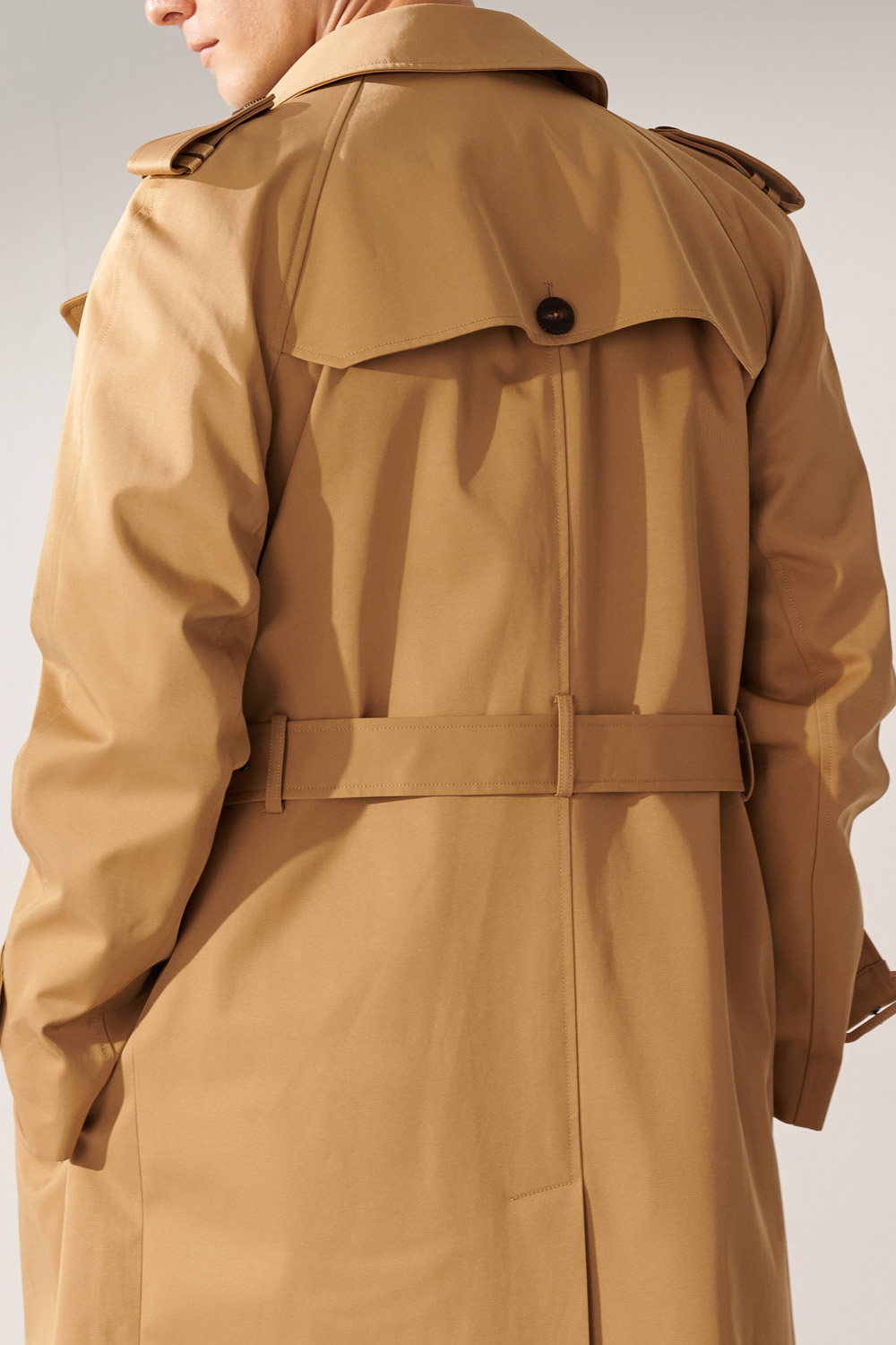 SST&C Khaki Double-Breasted Long Trench Coat | 00142410003_6