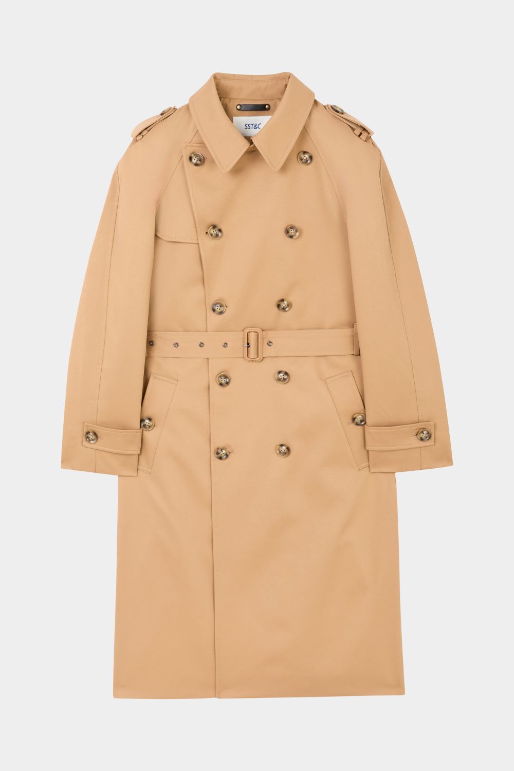 SST&C Khaki Double-Breasted Long Trench Coat | 00142410003_7
