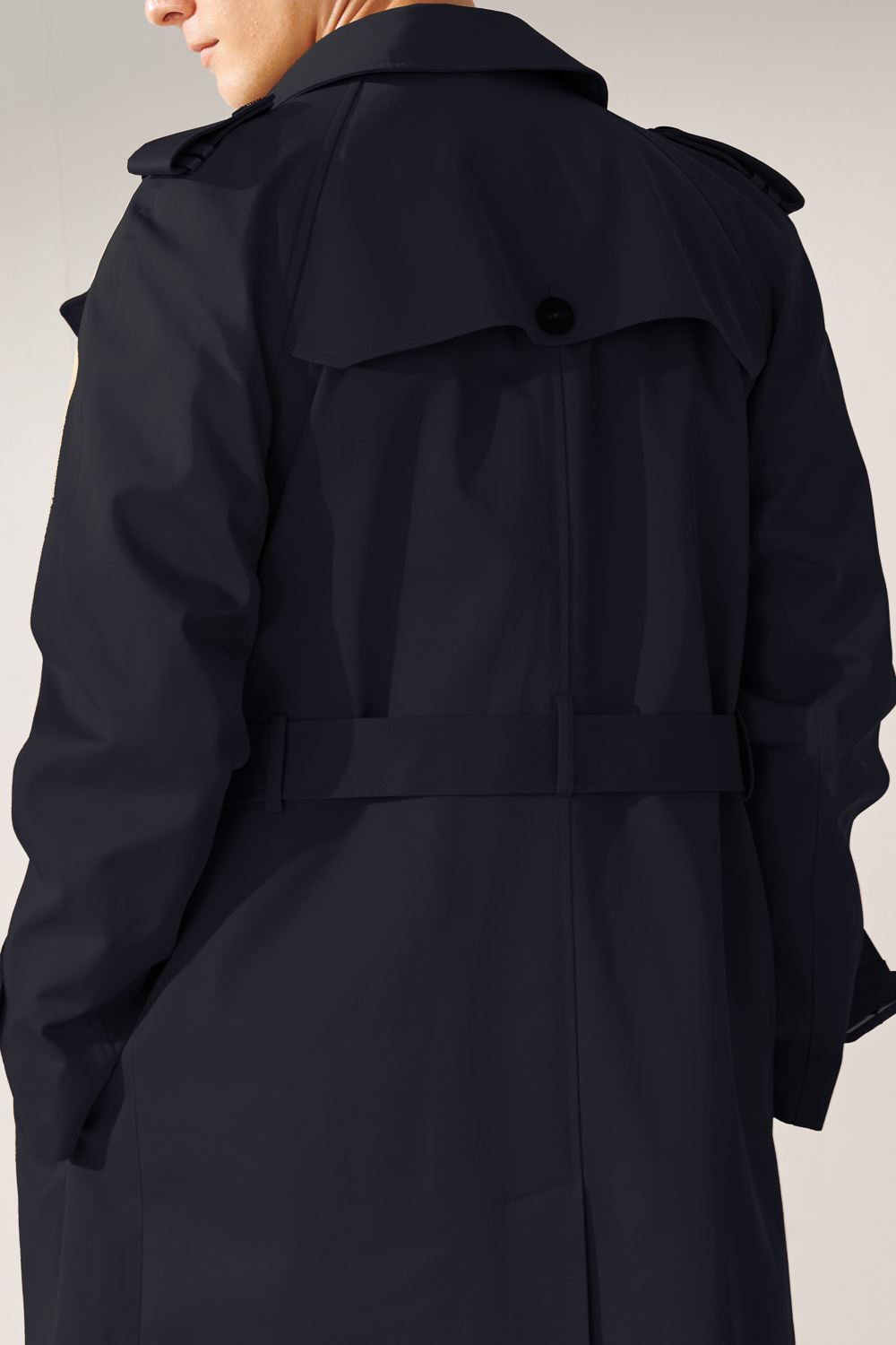 SST&C Black Double-Breasted Long Trench Coat | 00142410004_6