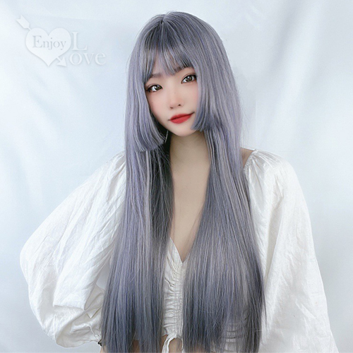 Cosplay長直髮 姬髮式公主切修飾小臉﹝煙灰藍﹞ E593051【EnjoyLove 衣飾館】