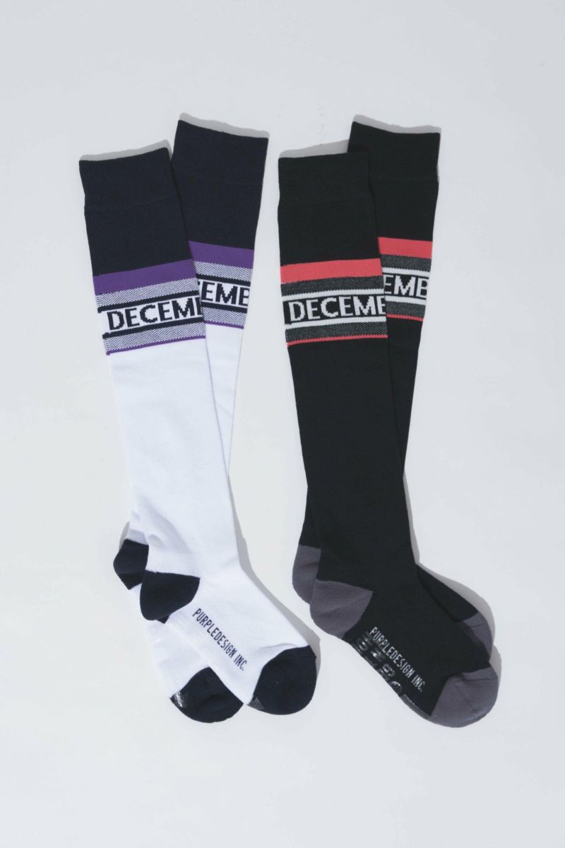 【DECEMBERMAY】Logo line knee high sox_WOMEN 2-999-4205