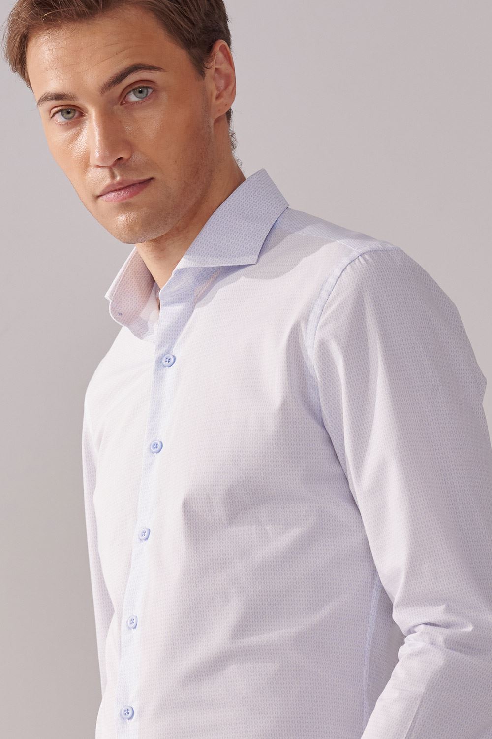 SST&C Light Blue Diamond Print Slim Fit Shirt | 00062410009_1
