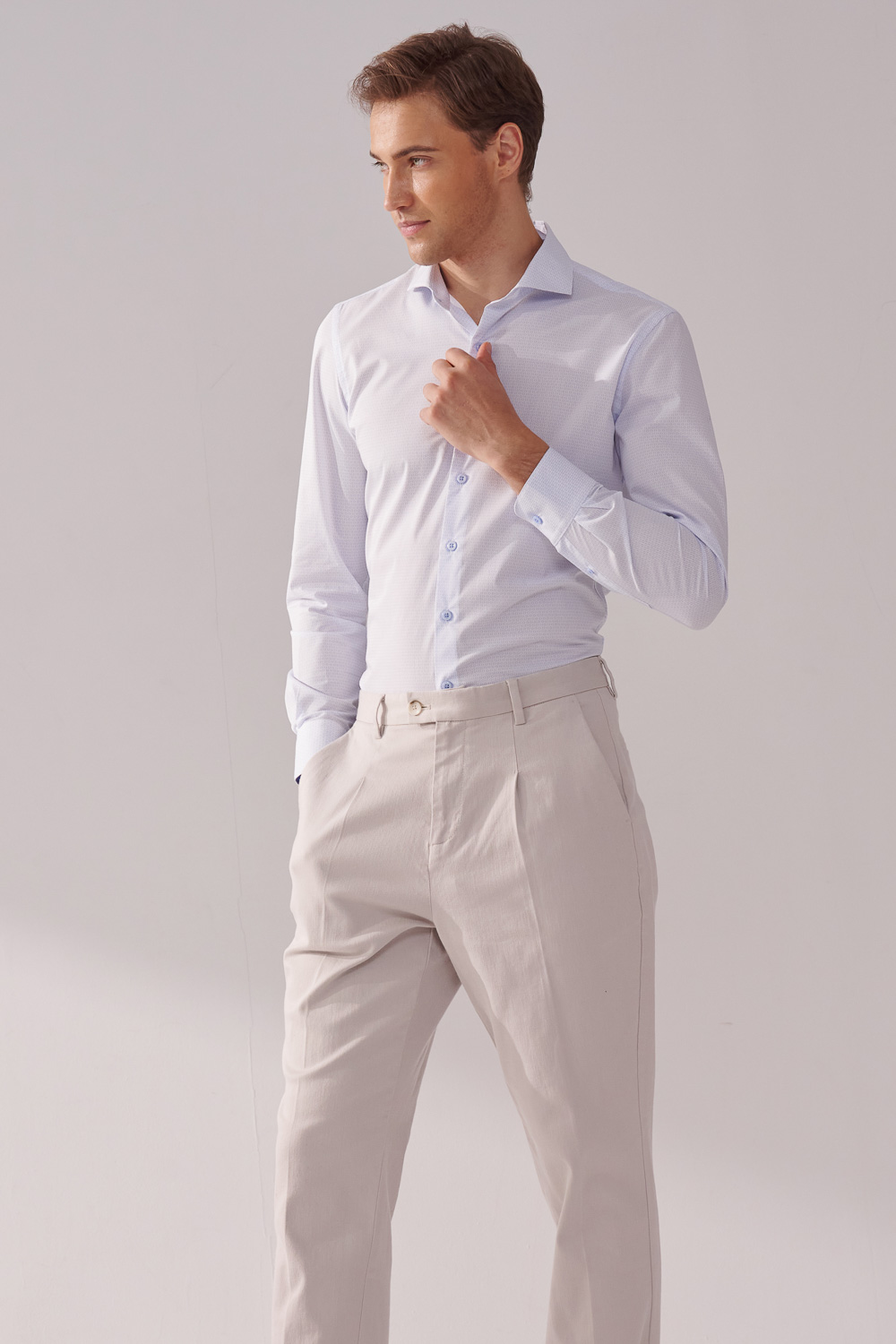 SST&C Light Blue Diamond Print Slim Fit Shirt | 00062410009_3
