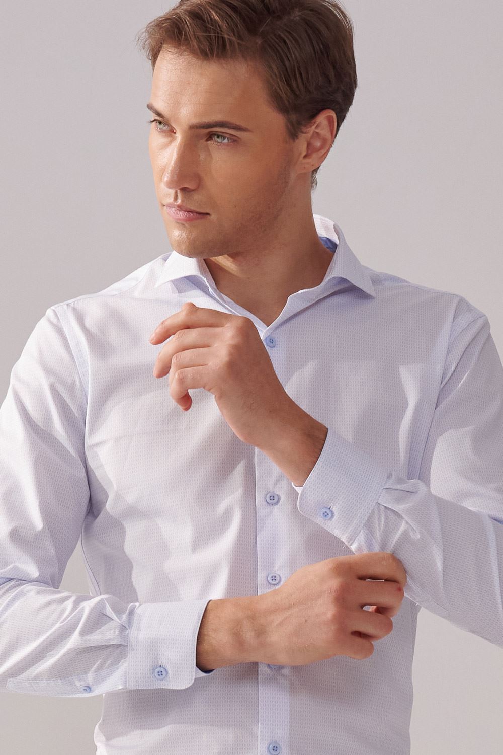 SST&C Light Blue Diamond Print Slim Fit Shirt | 00062410009_4