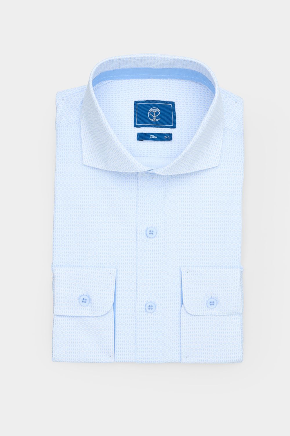 SST&C Light Blue Diamond Print Slim Fit Shirt | 00062410009_6