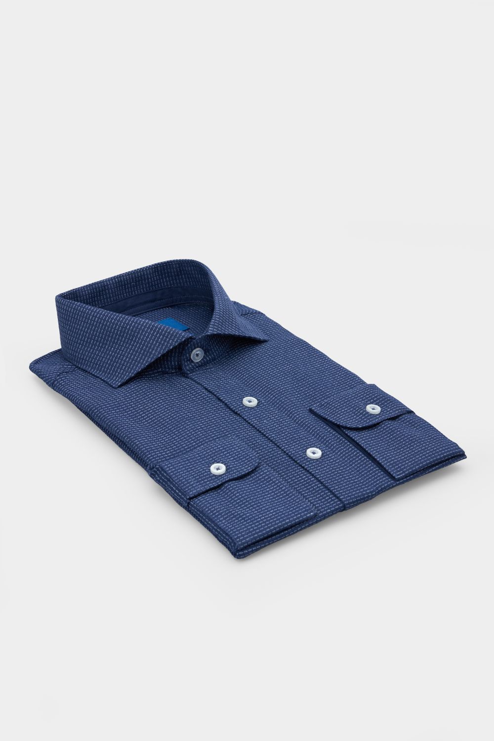 SST&C Dark Blue and White Textured Slim Fit Shirt | 00062410010_5