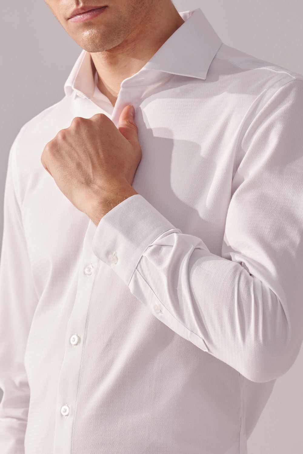 SST&C White Textured Slim-Fit Shirt | 00062410013_4