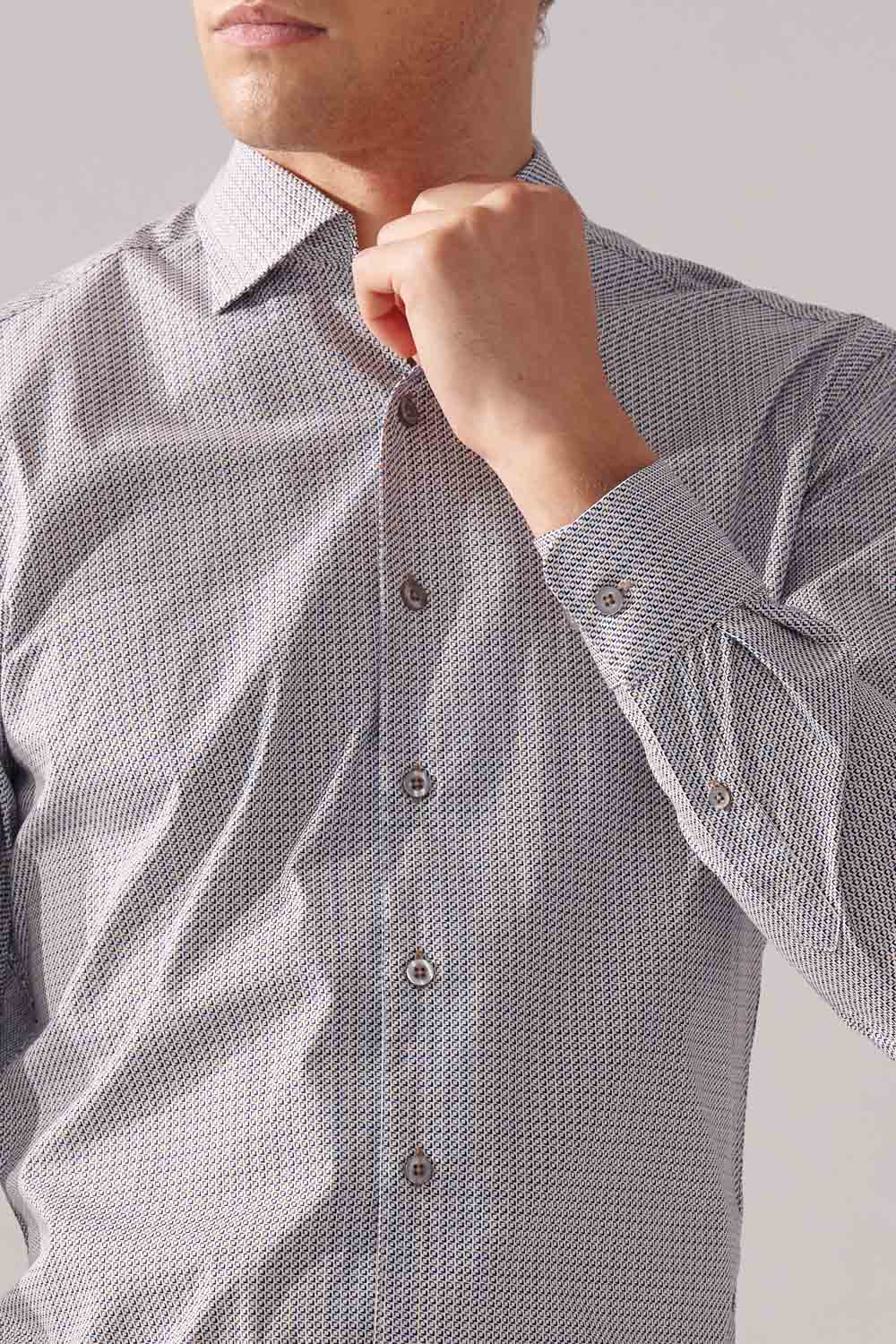 SST&C Khaki Blue Square Print Standard Shirt | 00062410014_4