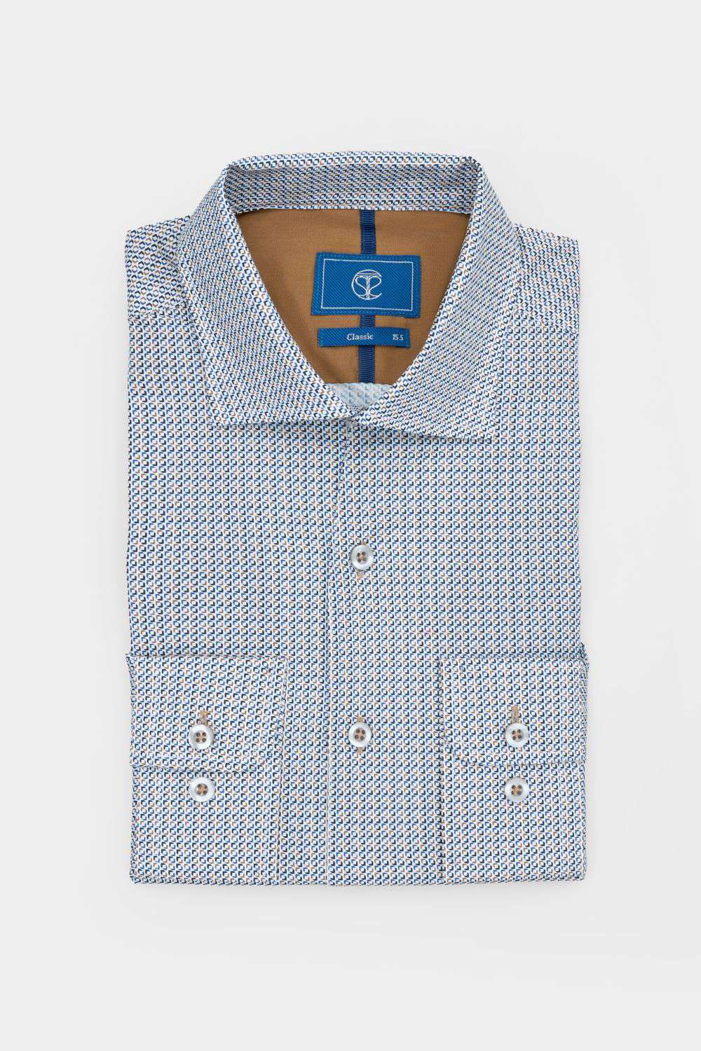 SST&C Khaki Blue Square Print Standard Shirt | 00062410014_6