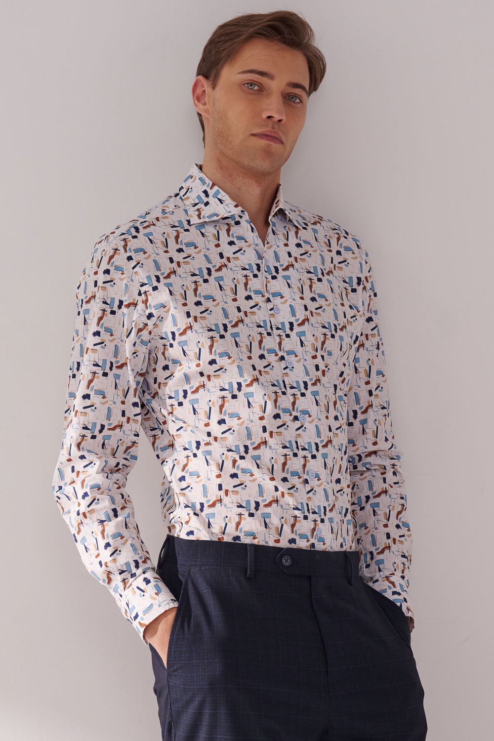 SST&C Abstract Geometric Print Standard Fit Shirt | 00062410015_0