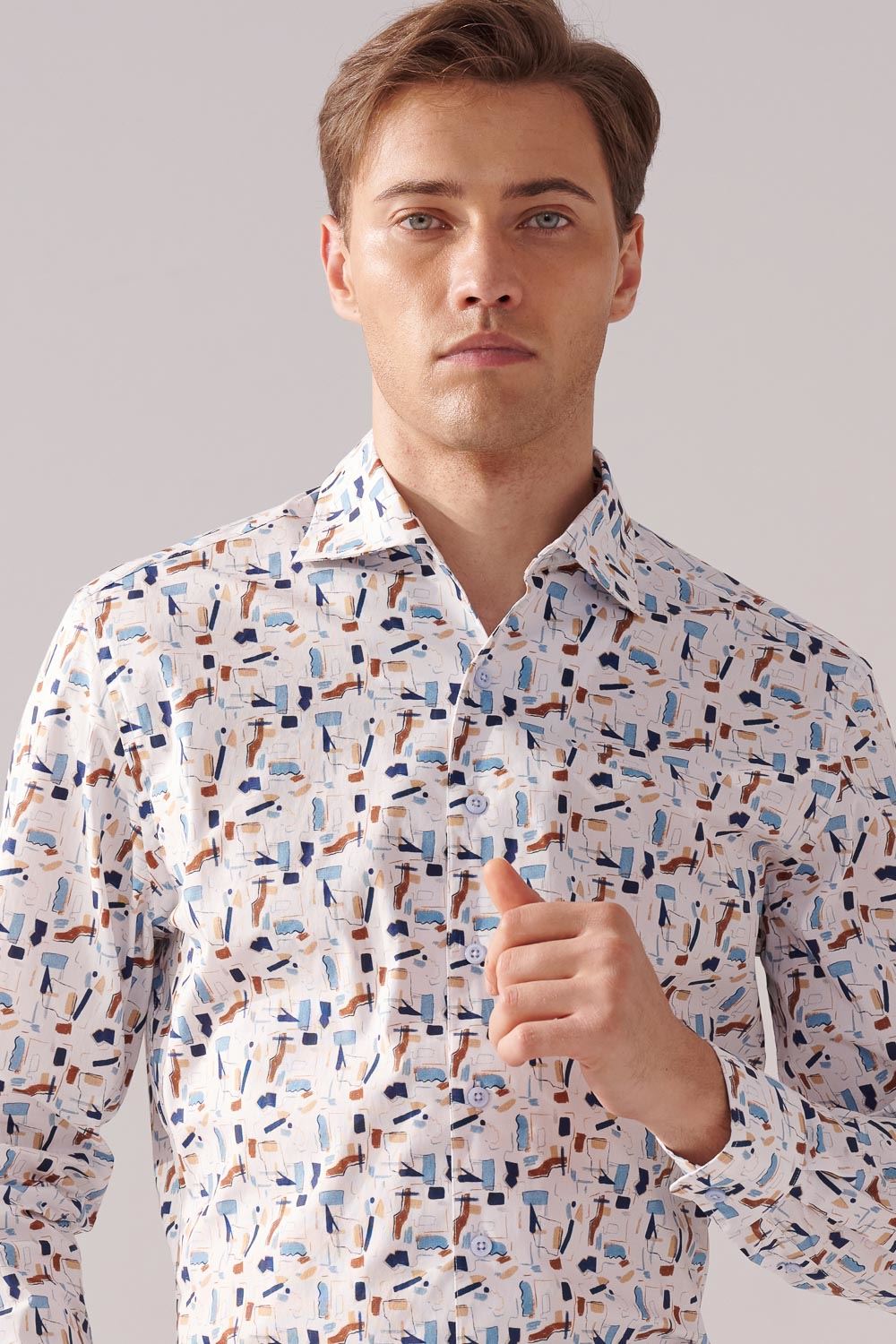 SST&C Abstract Geometric Print Standard Fit Shirt | 00062410015_4