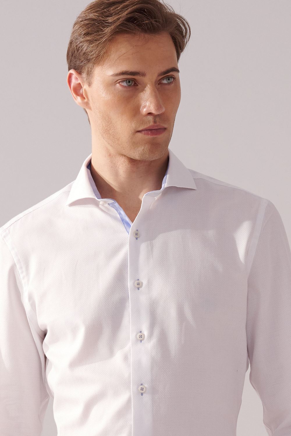 SST&C White Textured Standard Fit Shirt | 00062410016_1