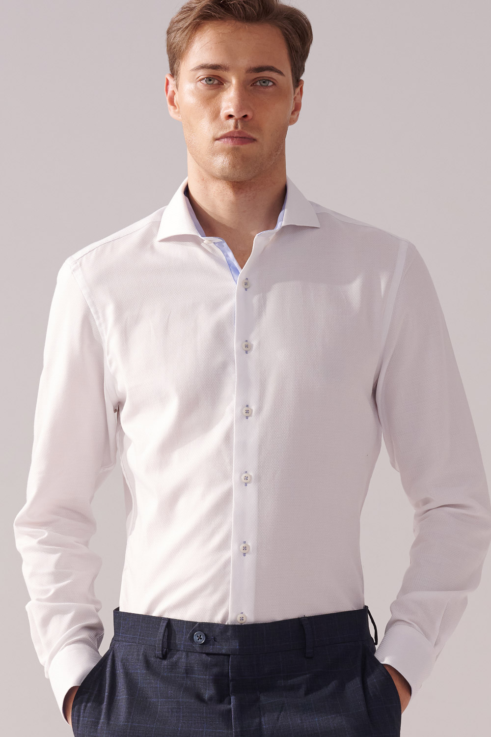 SST&C White Textured Standard Fit Shirt | 00062410016_4