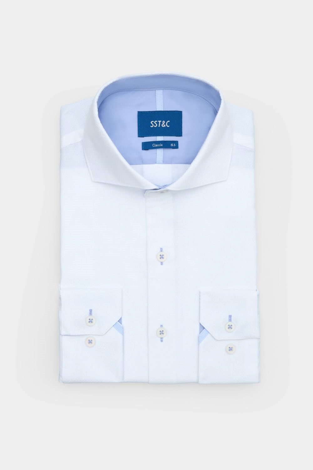 SST&C White Textured Standard Fit Shirt | 00062410016_6