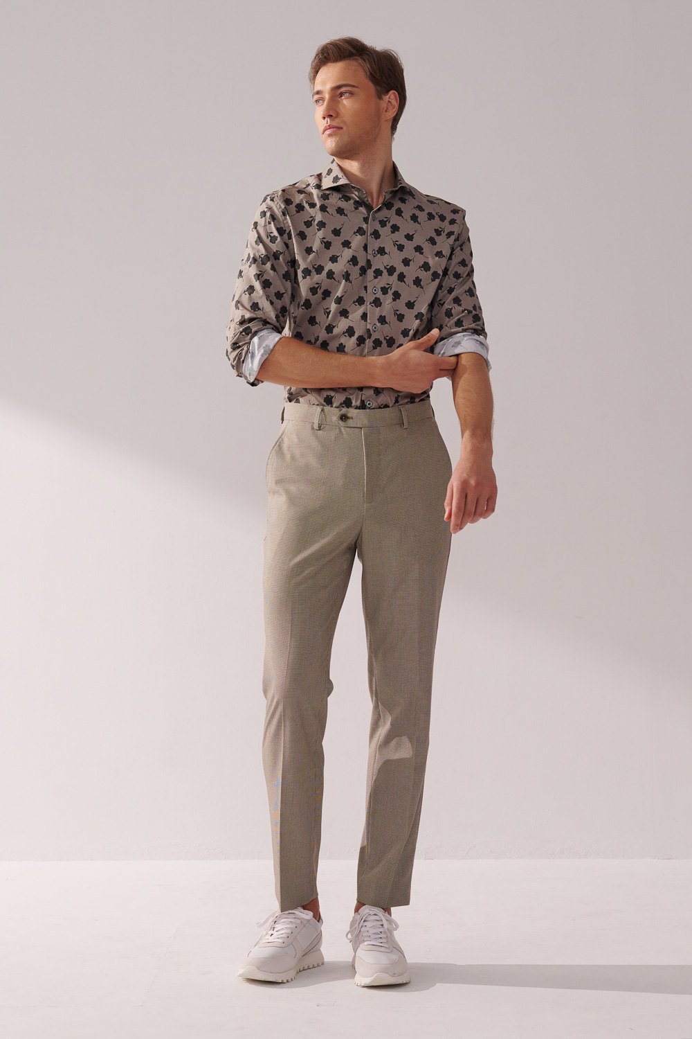 SST&C Khaki Green Large Floral Print Standard Shirt | 00062410018_3