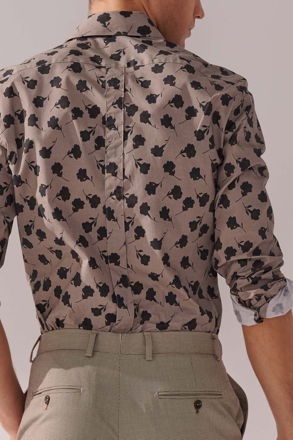 SST&C Khaki Green Large Floral Print Standard Shirt | 00062410018_6