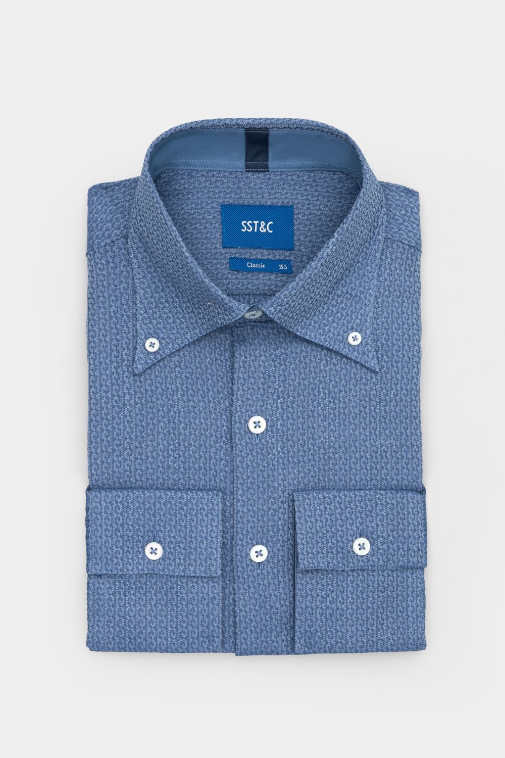 SST&C Blue Textured Standard Fit Shirt | 00062410022_6