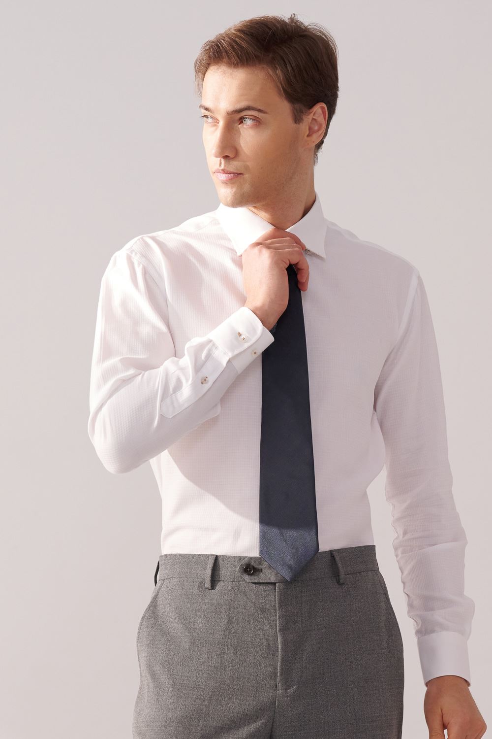 SST&C White Plain Standard Fit Shirt | 00062410023_0