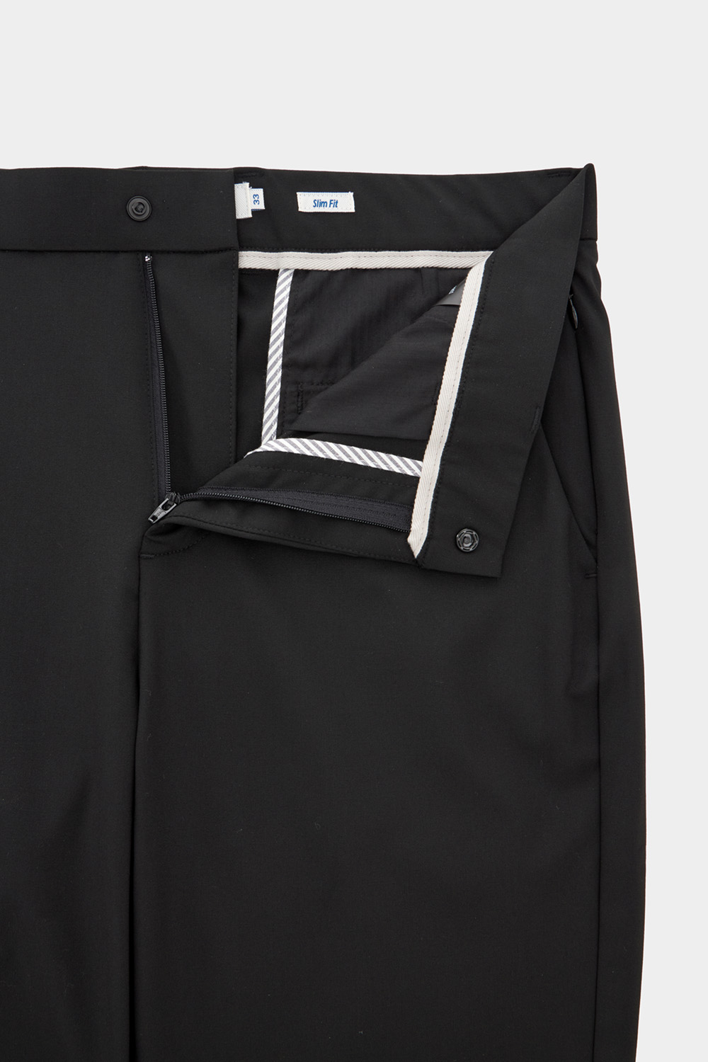 SST&C Black Slim Fit Four-Way Stretch Casual Trousers | 00162410001_6