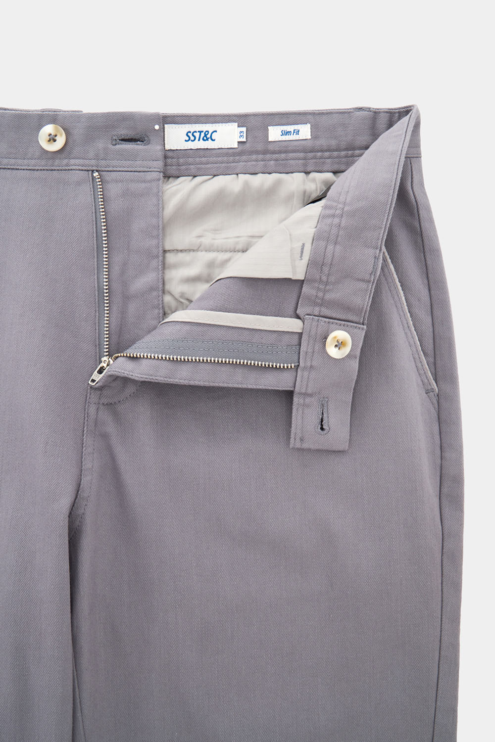 SST&C Matte Gray Blue Slim Fit Elastic Casual Trousers | 00162410003_6