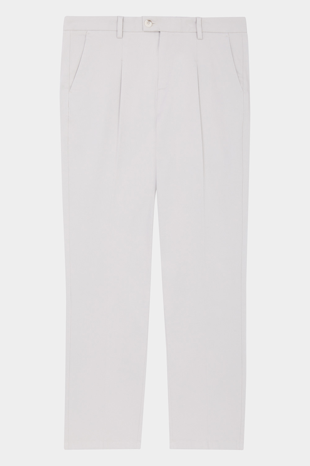 SST&C Light Gray and White Straight-Leg Elastic Casual Trousers | 00162410005_7