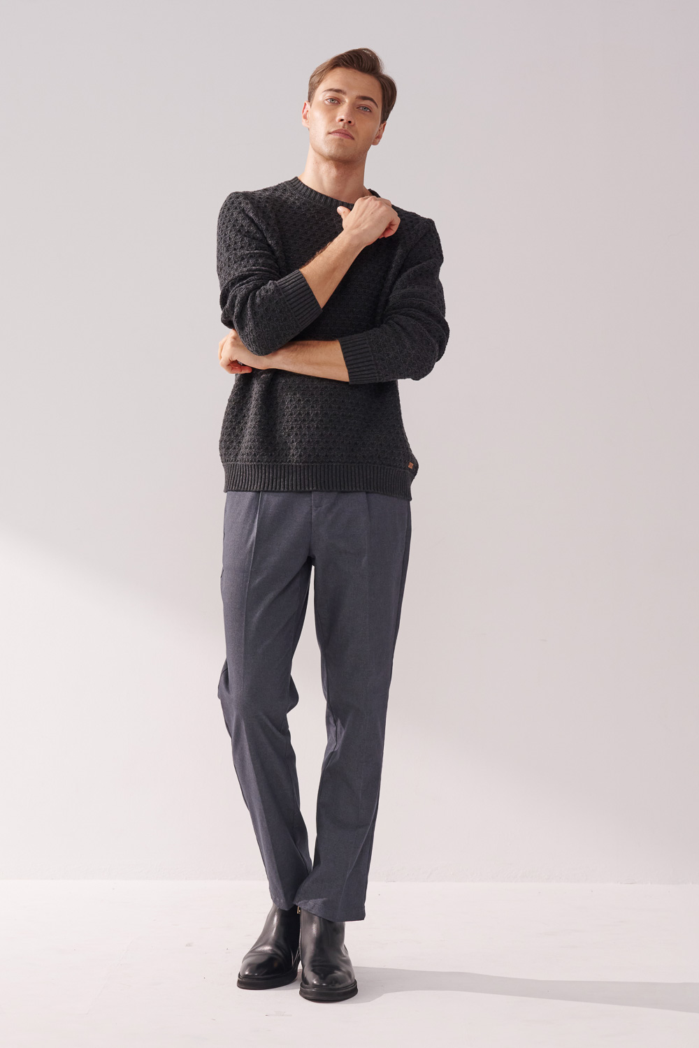 SST&C Denim Straight-Fit Stretchy Casual Trousers | 00162410007_0