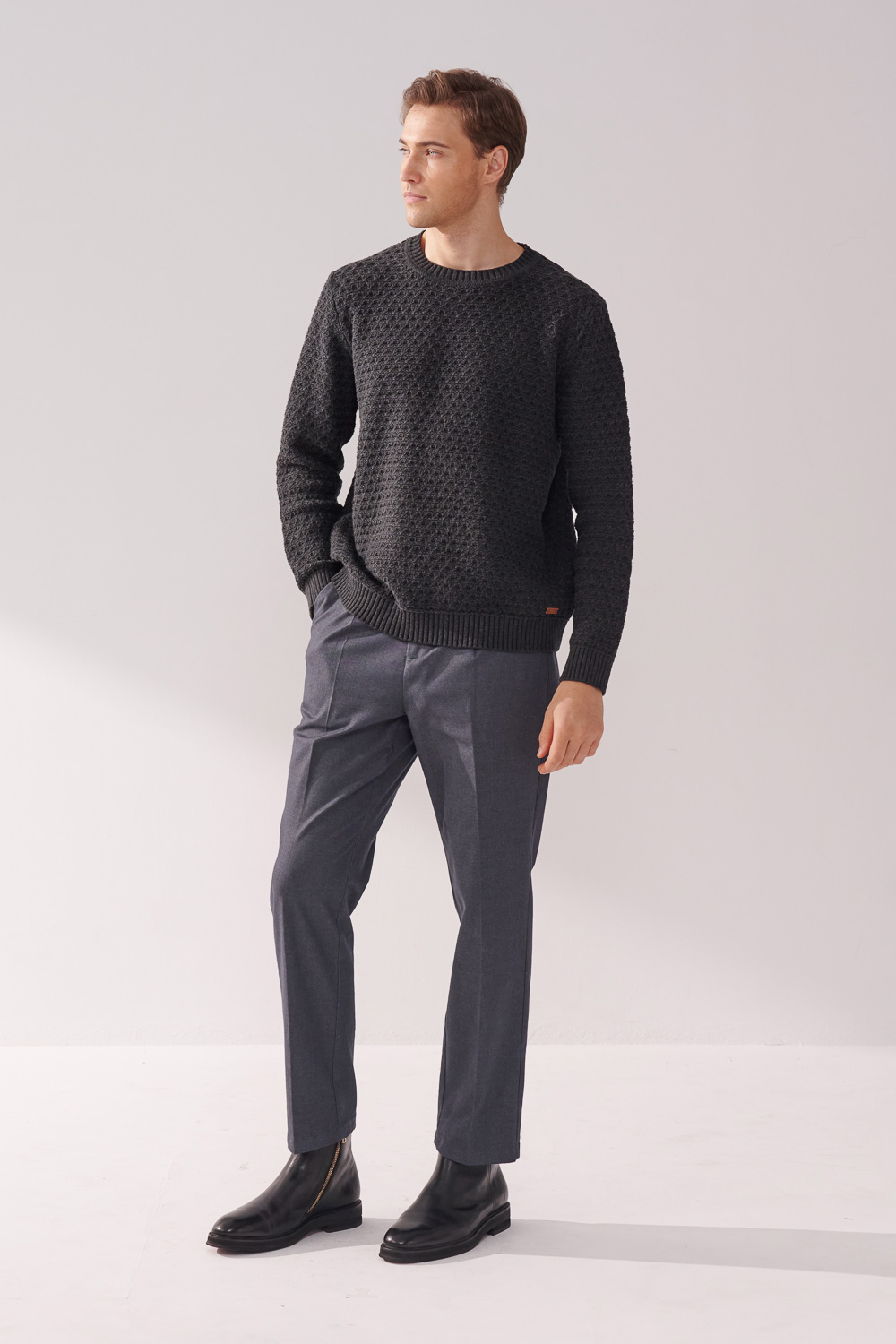 SST&C Denim Straight-Fit Stretchy Casual Trousers | 00162410007_1