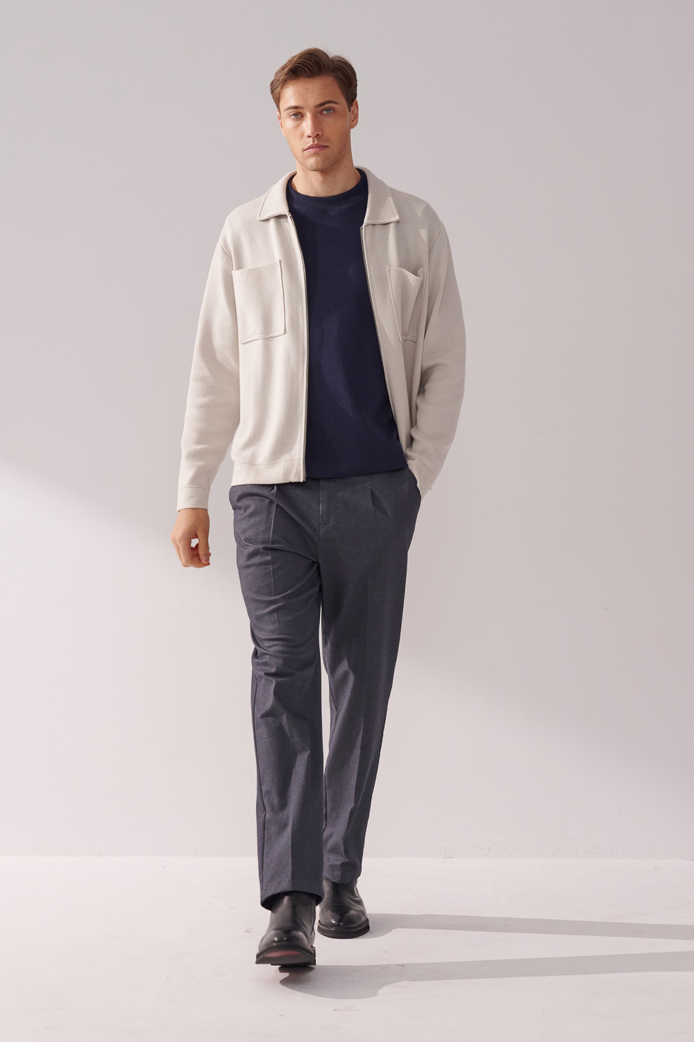 SST&C Denim Straight-Fit Stretchy Casual Trousers | 00162410007_2