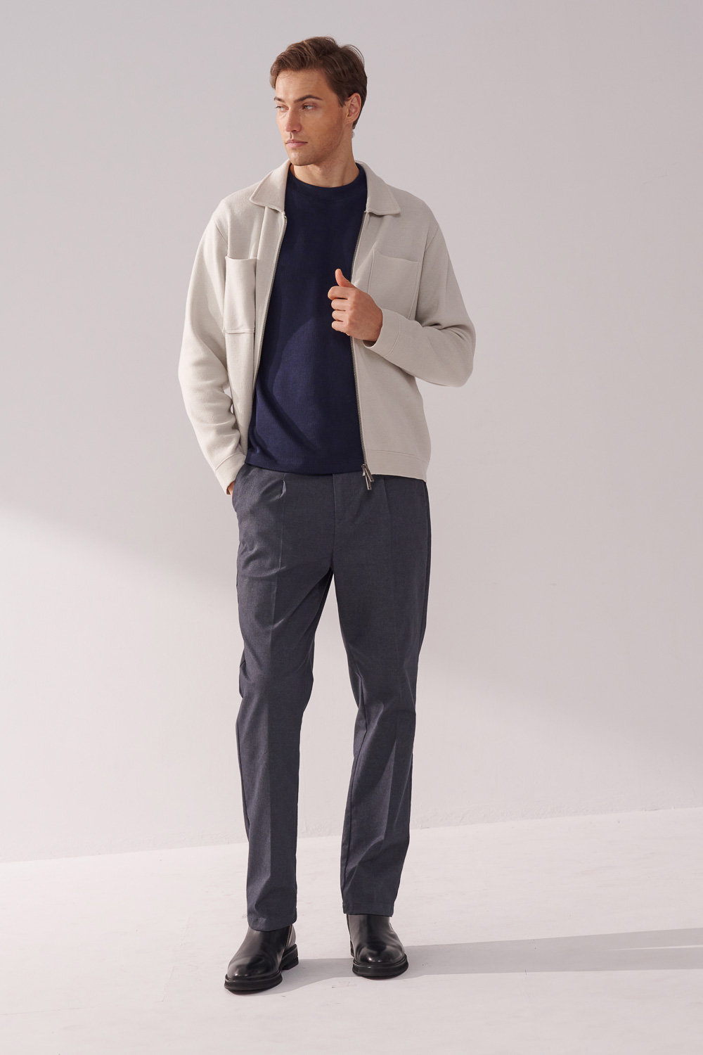 SST&C Denim Straight-Fit Stretchy Casual Trousers | 00162410007_3