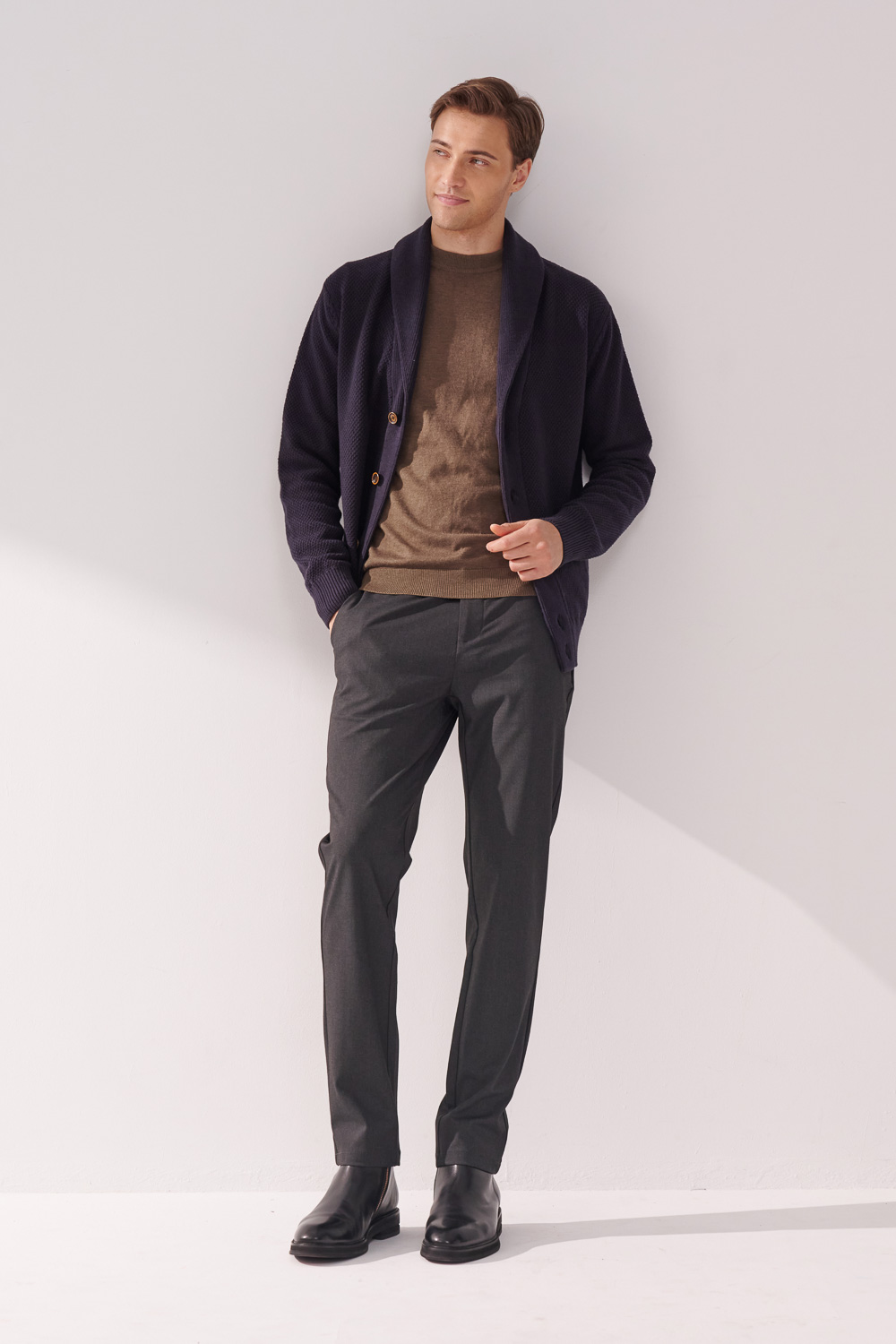 SST&C Navy Blue Knitted Cardigan Jacket | 00182410005_2