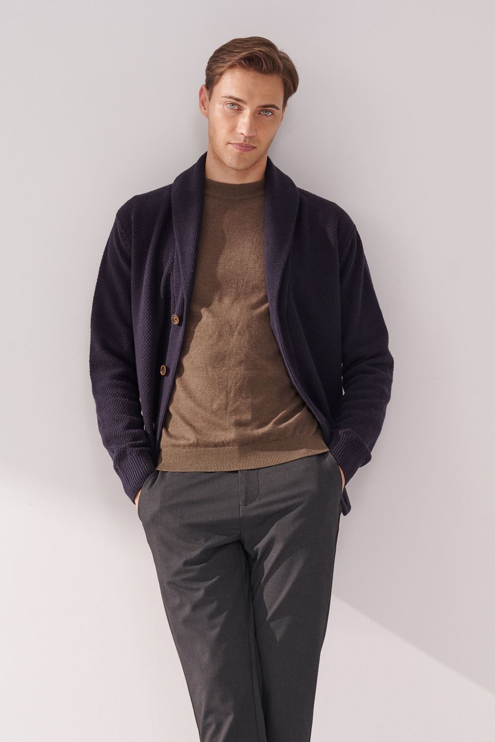 SST&C Navy Blue Knitted Cardigan Jacket | 00182410005_3