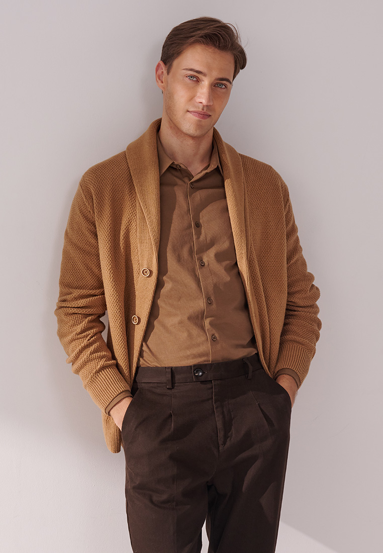 SST&C Brown Apricot Knitted Cardigan Jacket | 00182410006_0