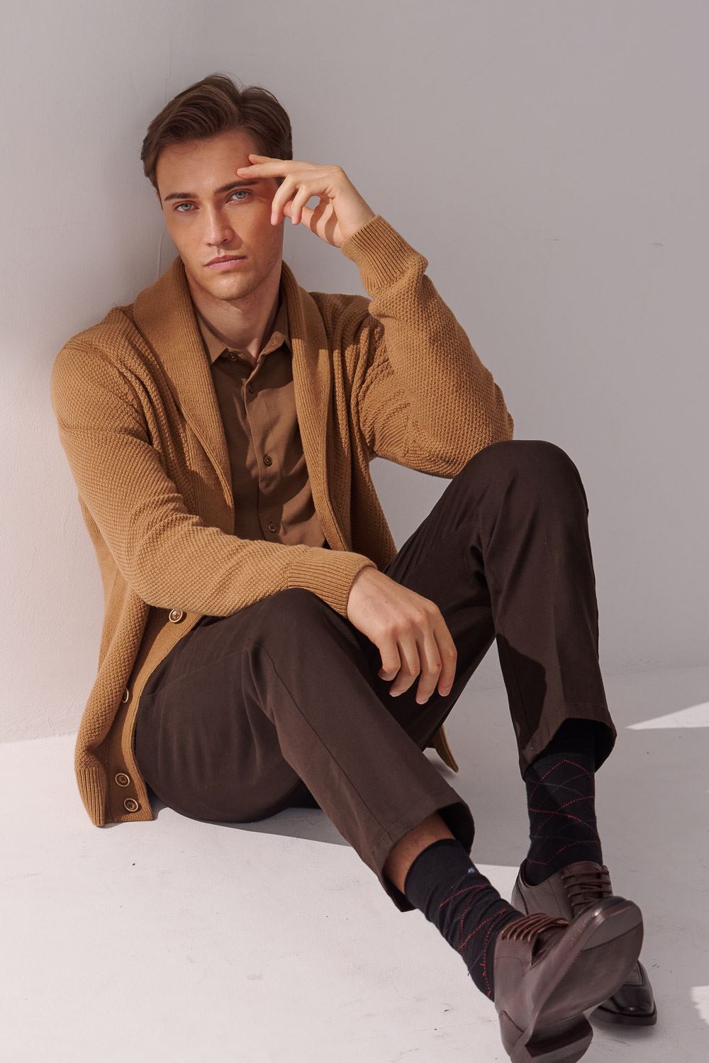 SST&C Brown Apricot Knitted Cardigan Jacket | 00182410006_1