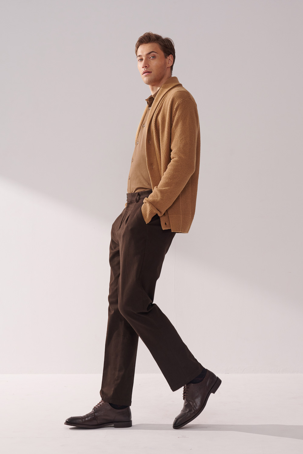 SST&C Brown Apricot Knitted Cardigan Jacket | 00182410006_3