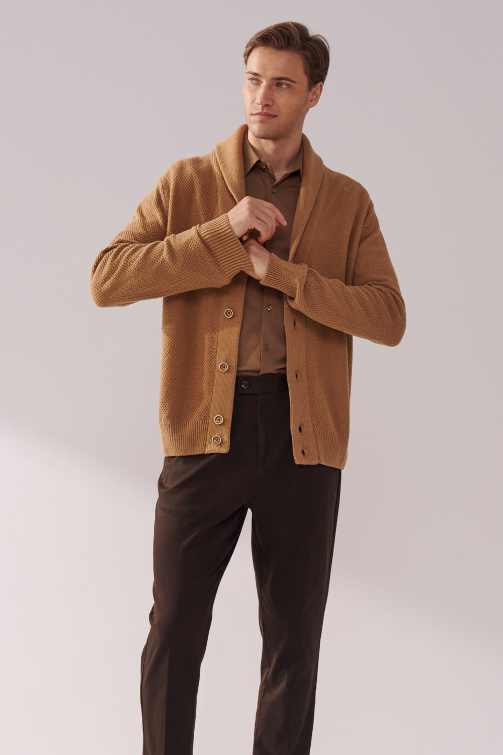 SST&C Brown Apricot Knitted Cardigan Jacket | 00182410006_4