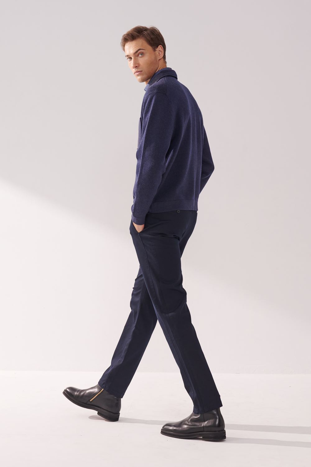 SST&C Navy Double Pocket Knitted Jacket | 00182410010_3