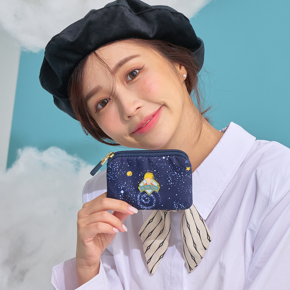 【小王子Le Petit Prince聯名款】80週年銀河星塵-票卡零錢包-深藍 LPP232010-98