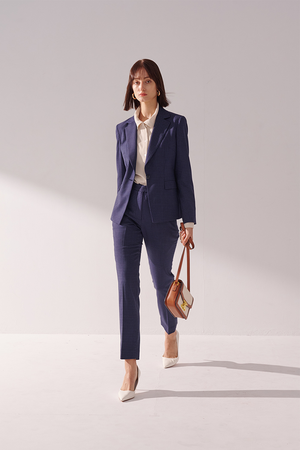 SST&C #Milan Series  Navy Check Pattern Square Collar Suit Jacket | 01012410005_5