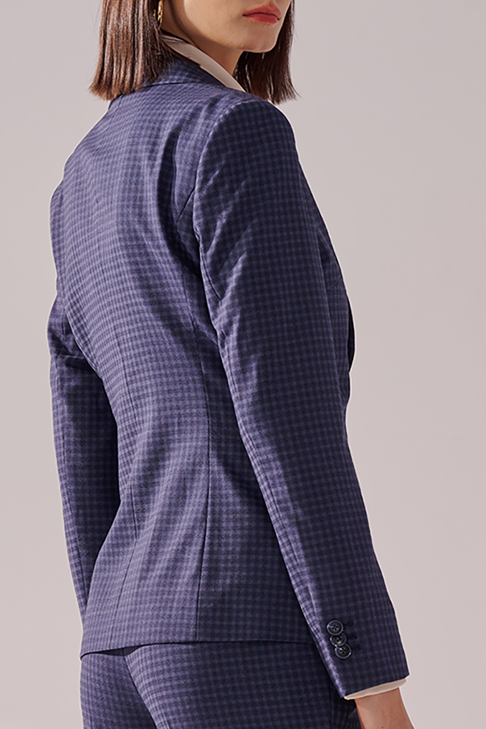 SST&C #Milan Series  Navy Check Pattern Square Collar Suit Jacket | 01012410005_6