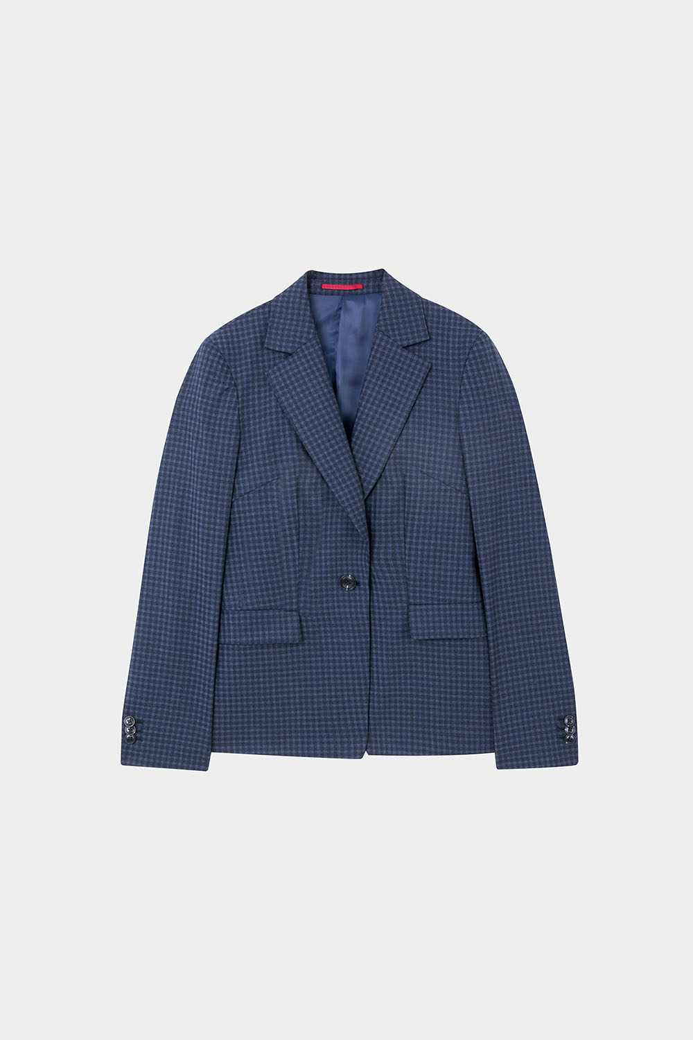 SST&C #Milan Series  Navy Check Pattern Square Collar Suit Jacket | 01012410005_7