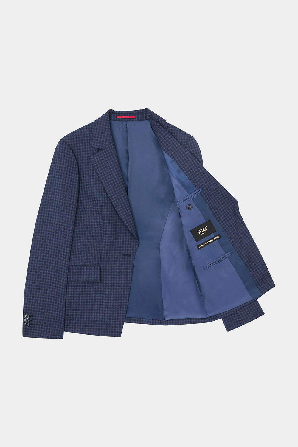SST&C #Milan Series  Navy Check Pattern Square Collar Suit Jacket | 01012410005_8