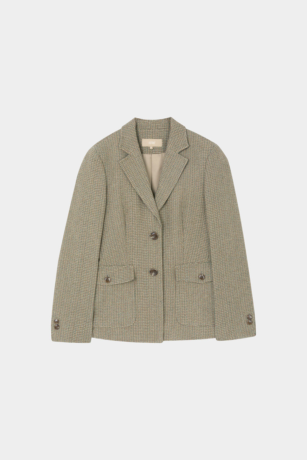 SST&C Olive Green Wool Square Collar Moderate Suit Jacket | 01012410001_7